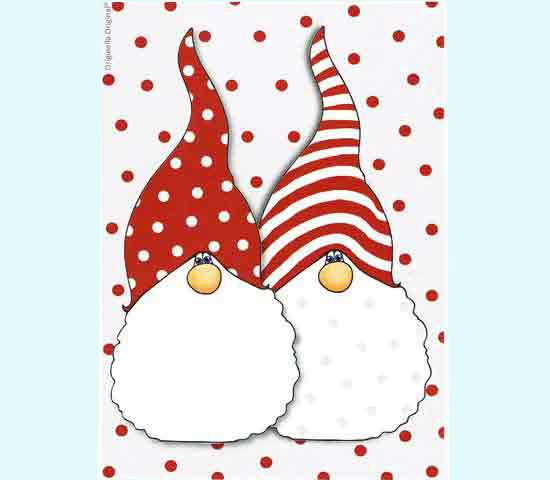 Card w/ env, Tomte w/ red/ white hats