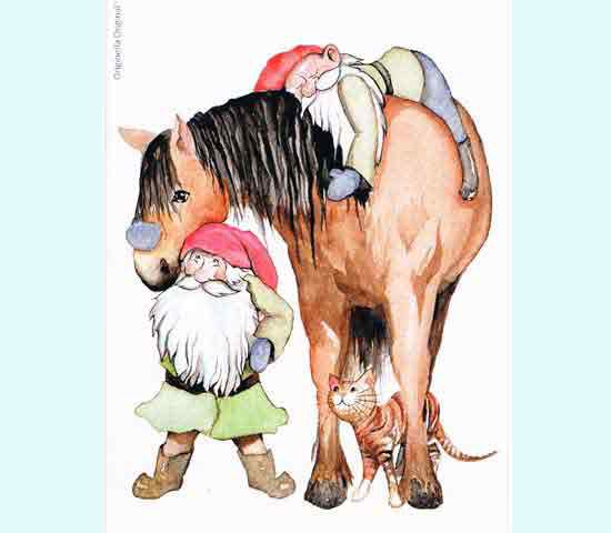 Card w/ env, Tomte w/ horse