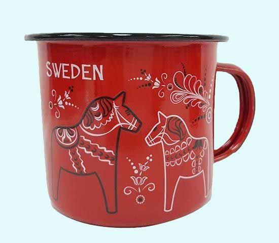 Enameled mug, Dalahorse / kurbits