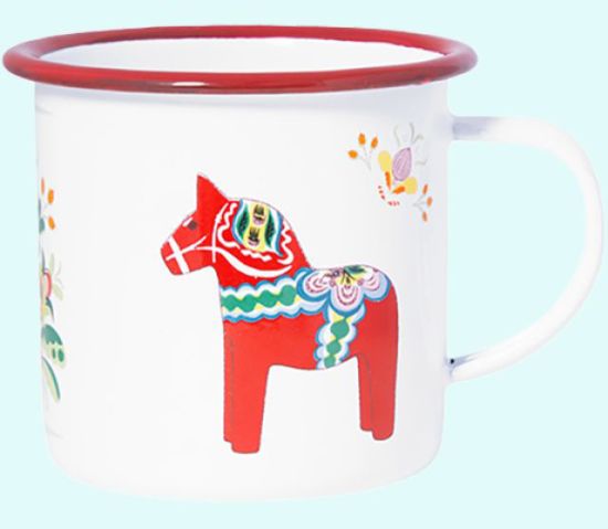 Enameled mug, Dalahorse / kurbits