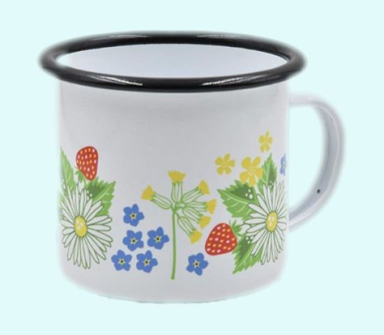 Enamel mug, summer flowers