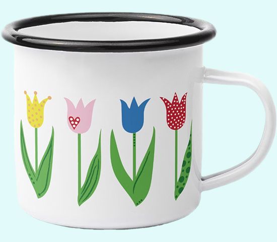 Enamel mug, tulips