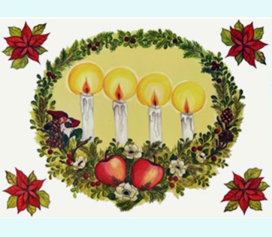 Placemat, Tomte w/ candles