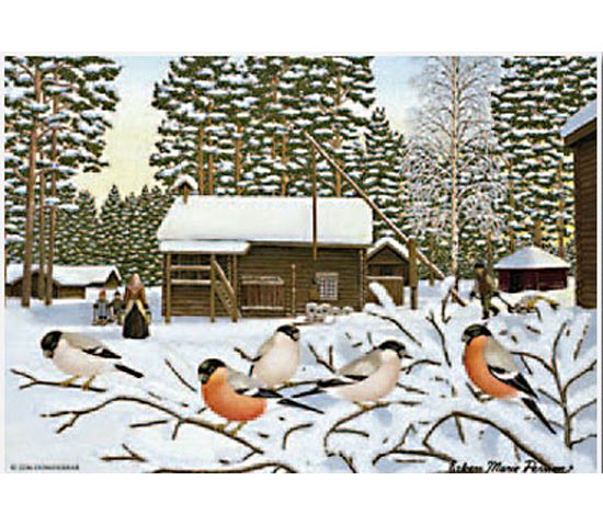 Placemat, bullfinch & log cabin